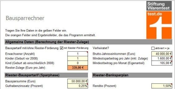 Bauspar-Rechner: Bausparvertrag berechnen