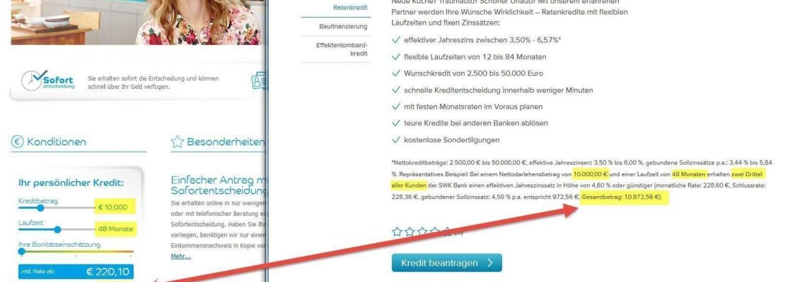 Kreditvergleich: Consorsbank Kredit vs. Barclaycard Kredit (Screenshot barclaycard.de consorsbank.de)