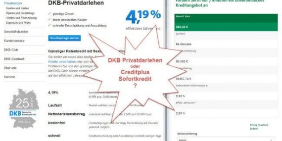 Kreditvergleich: DKB Sofortkredit / Creditplus Privatdarlehen (19.09.15)