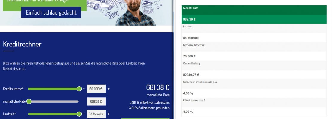 Kreditvergleich: Netbank Ratenkredit vs. Creditplus Ratendarlehen (Screenshot der Bankwebsites am 19.12.2016)